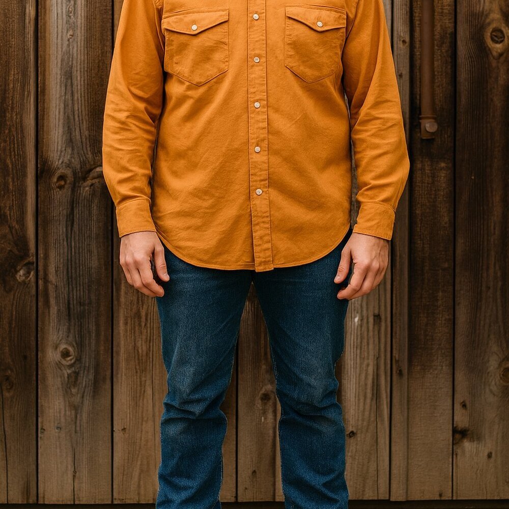 Ranger Ranchwear Western Shirt Men’s Size Medium Button Front Orange Cowboy